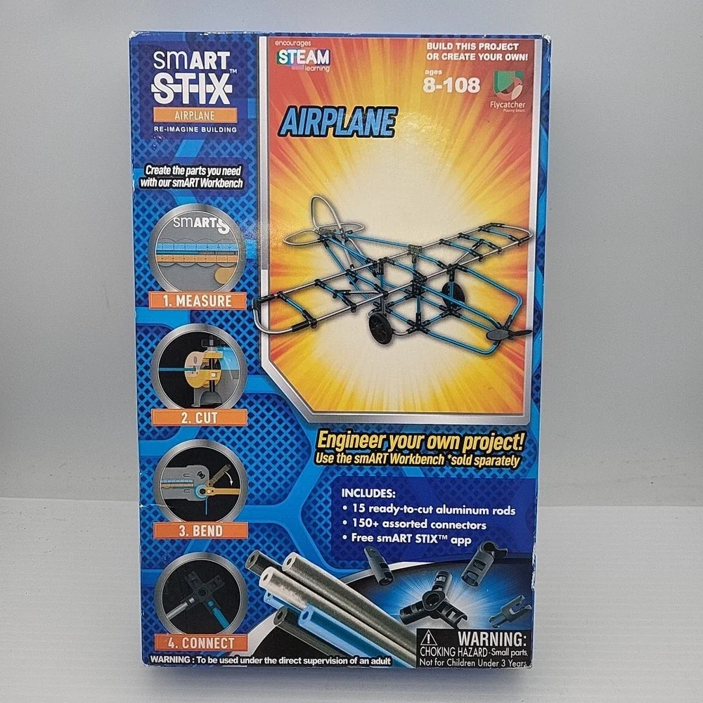 SmartStix Airplaine Model Building Kit‎ 165+ Pieces w/ Free App FlycatcherToys
